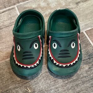 Kids Green Monster Face Clogs